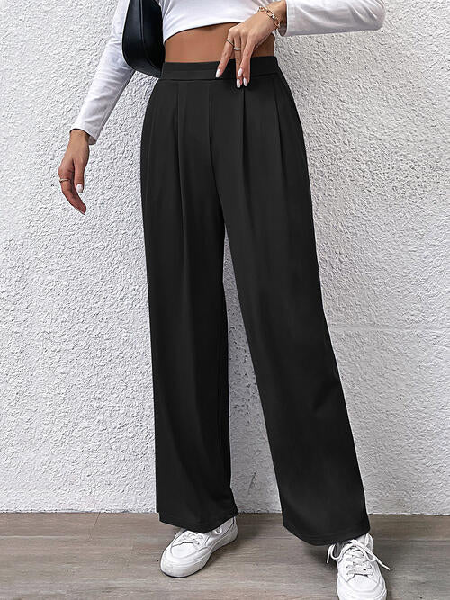 High waist straight pants