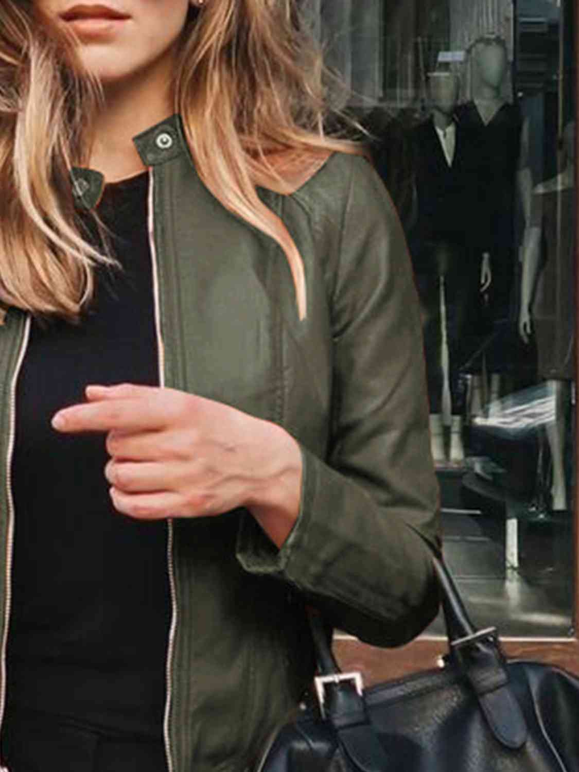 Mock neck zip up jacket