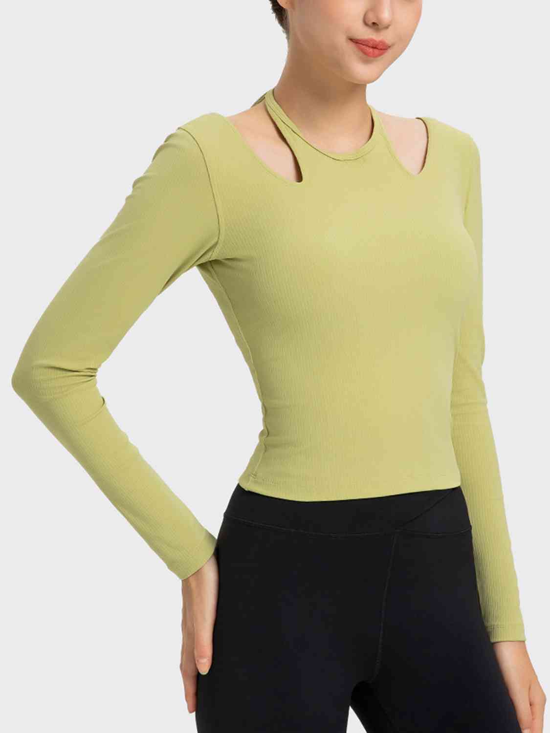 Halter neck long sleeve sporty top