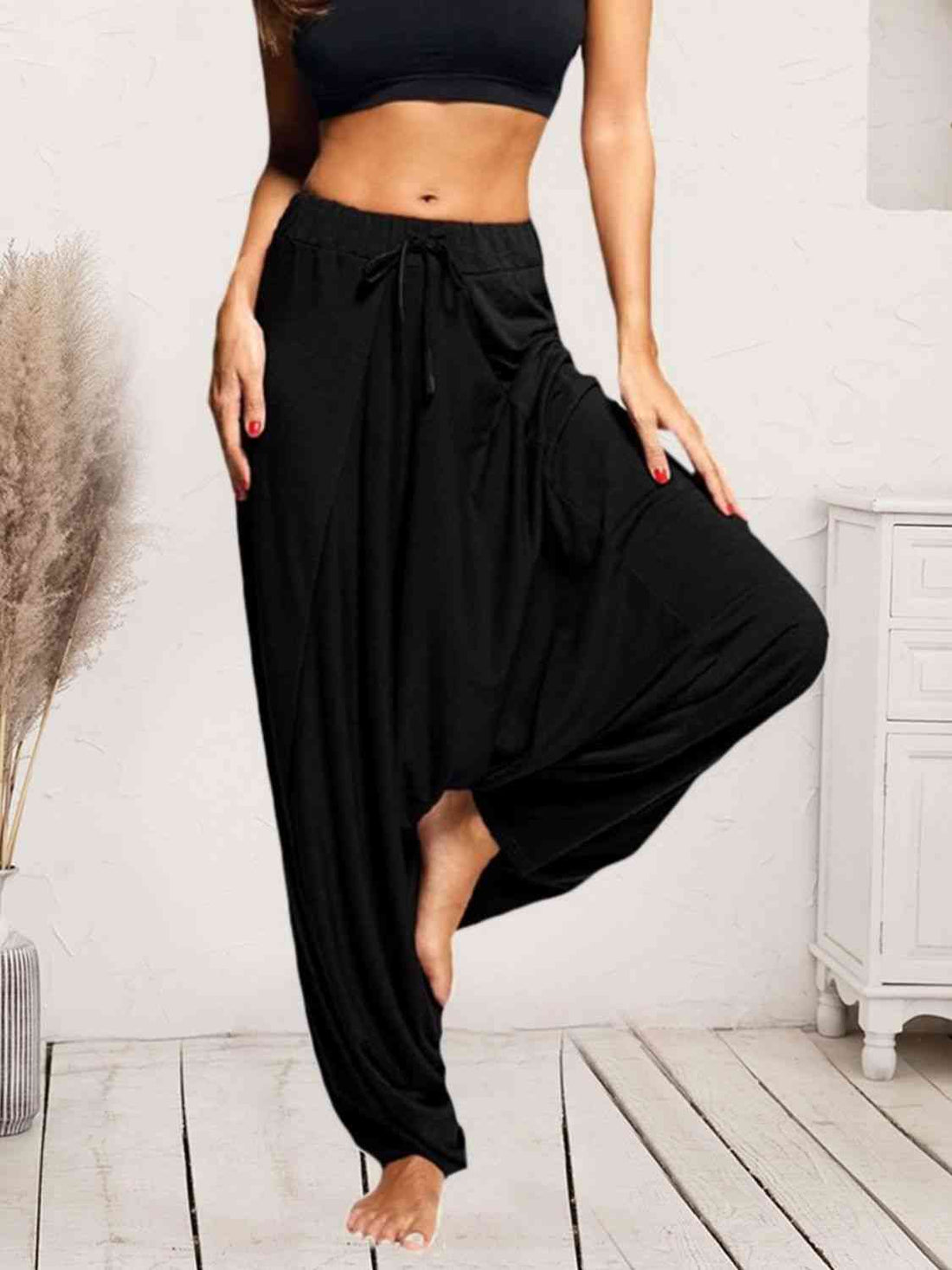 Tied mid waist long harem pants