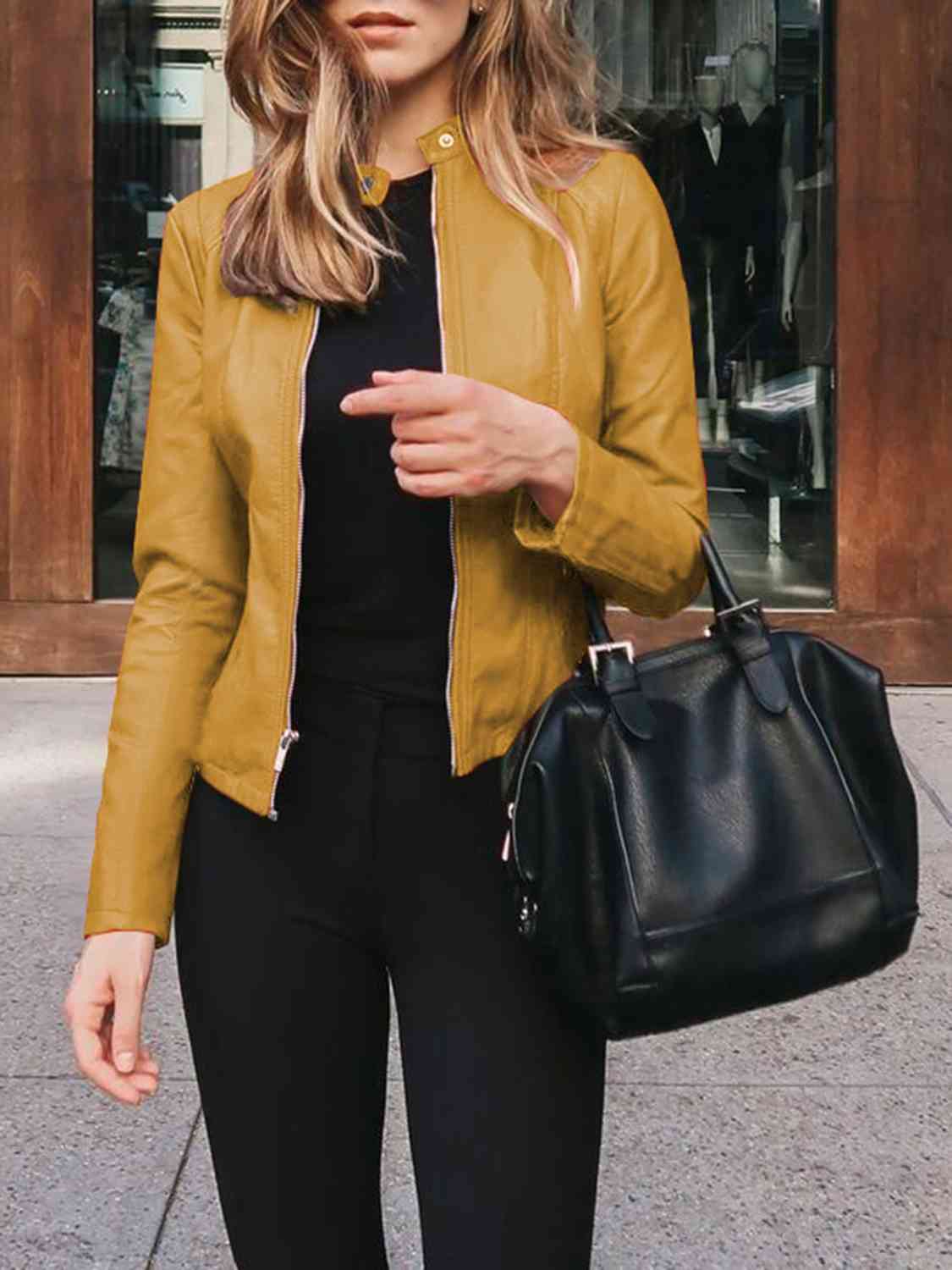 Mock neck zip up jacket