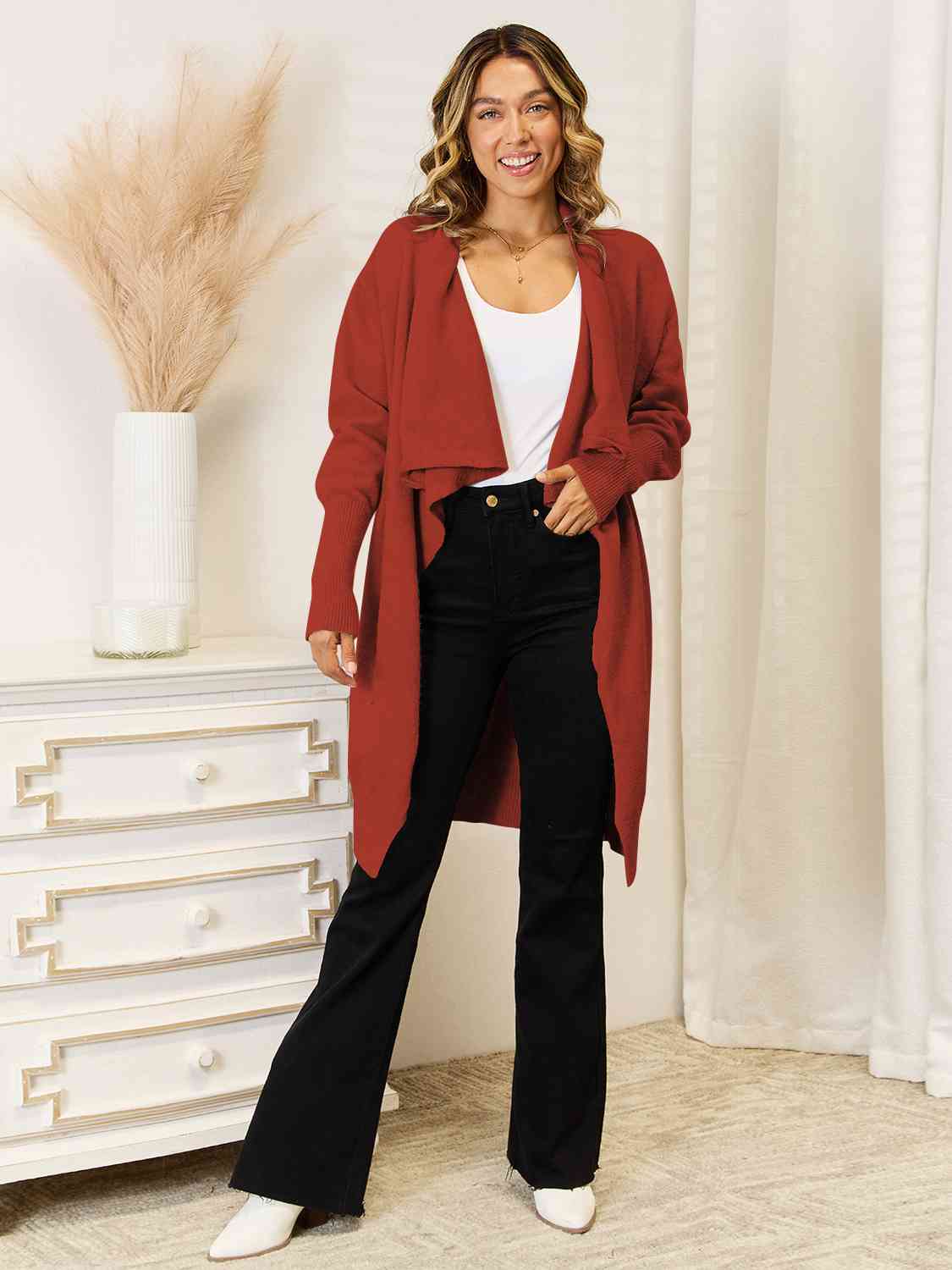 Longline open cardigan