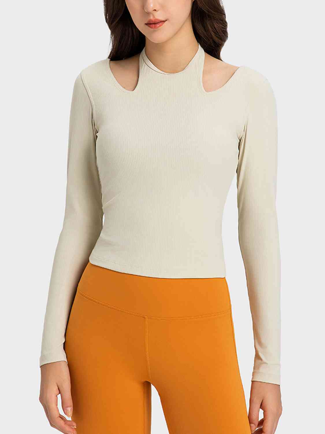 Halter neck long sleeve sporty top