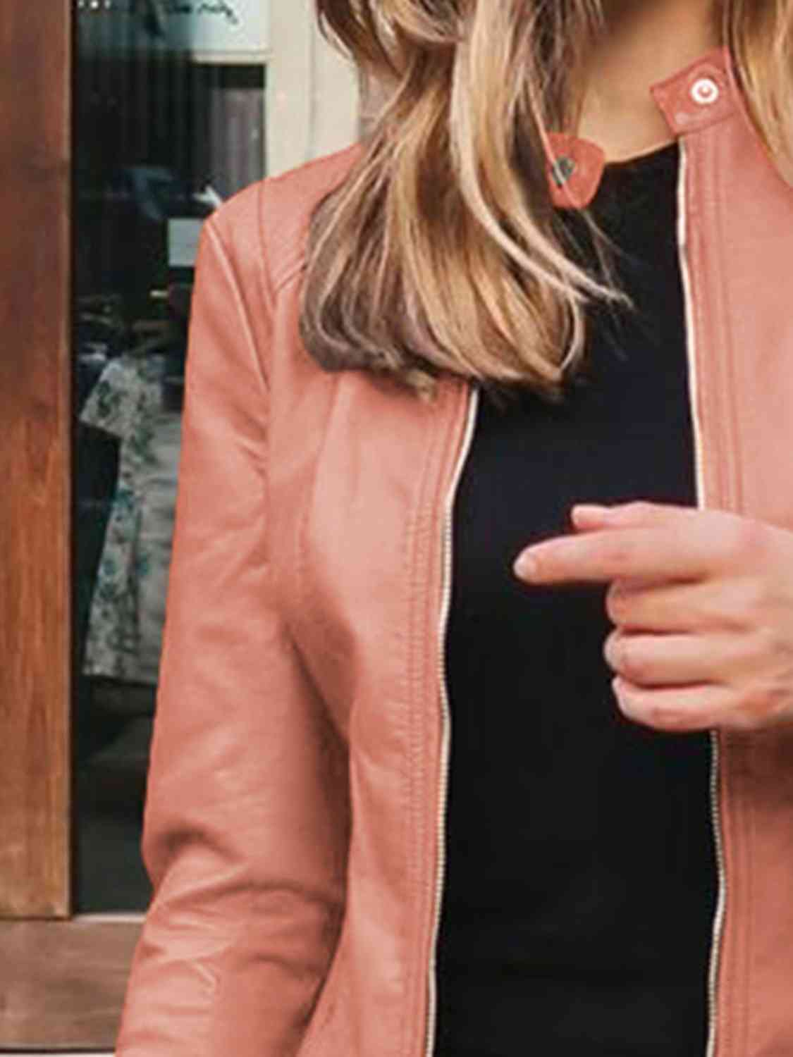 Mock neck zip up jacket