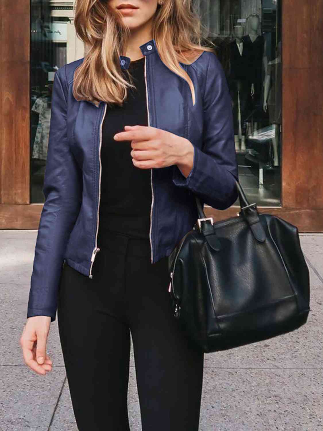 Mock neck zip up jacket