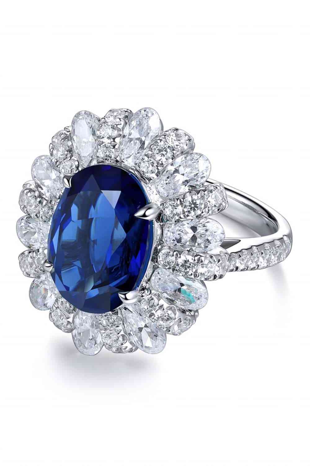 5 Carat Lab-Grown Sapphire Flower Shape Ring