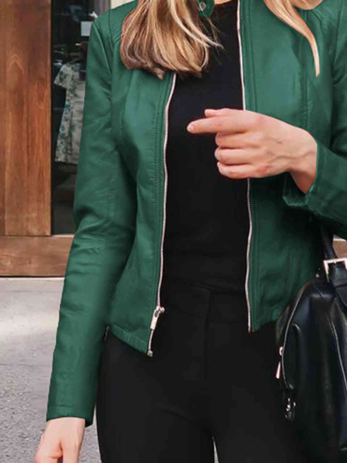 Mock neck zip up jacket