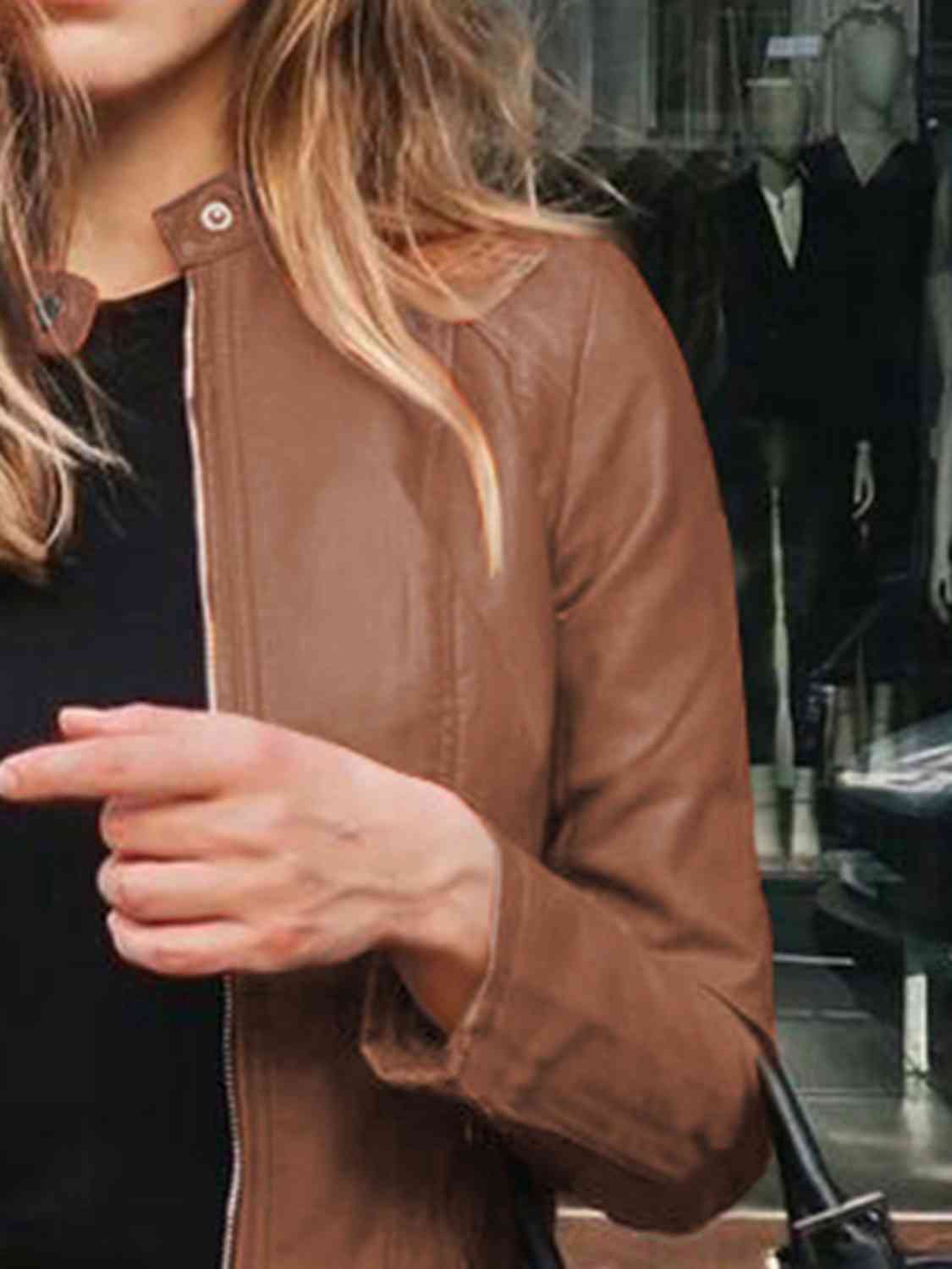 Mock neck zip up jacket