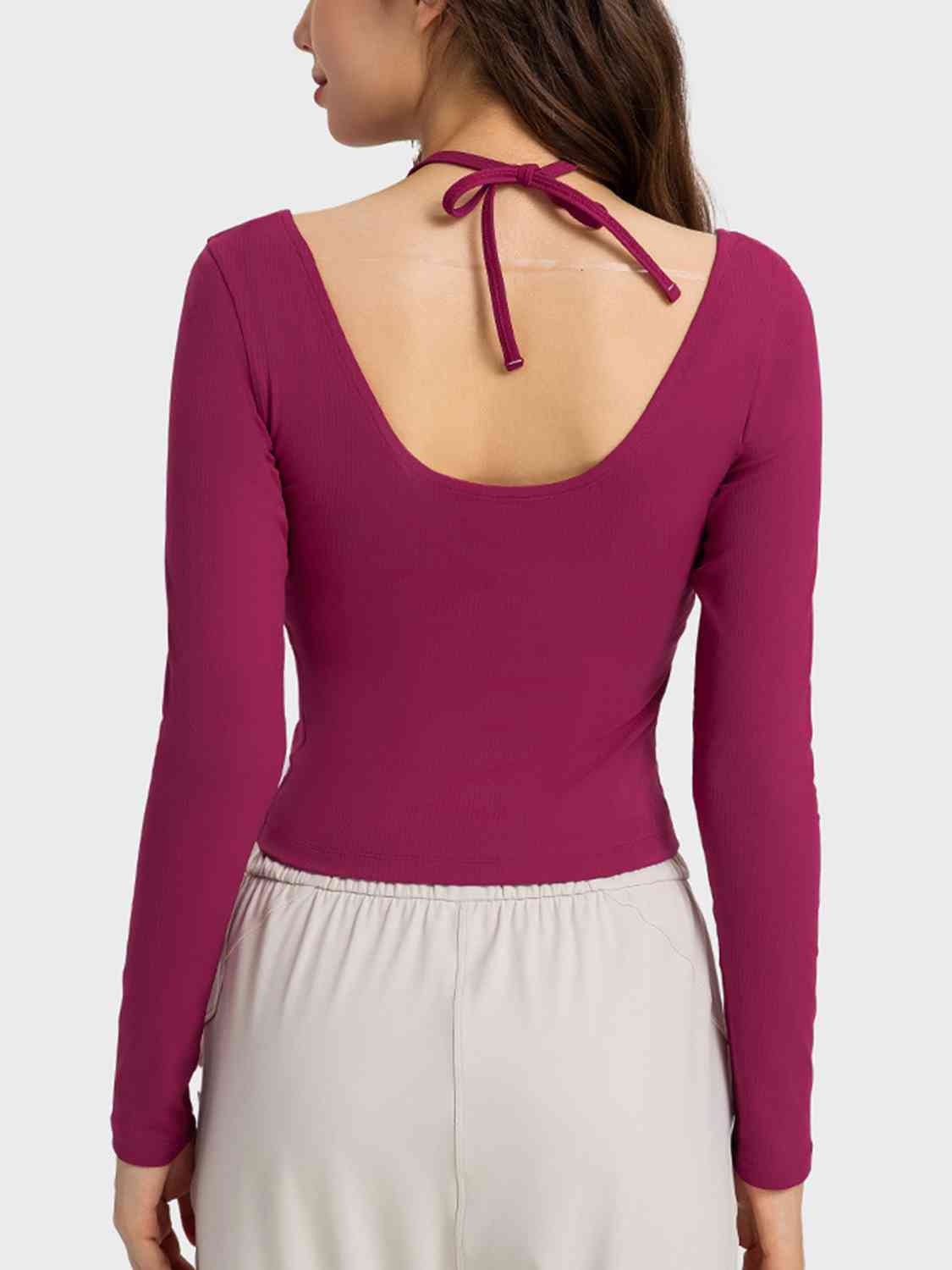 Halter neck long sleeve sporty top