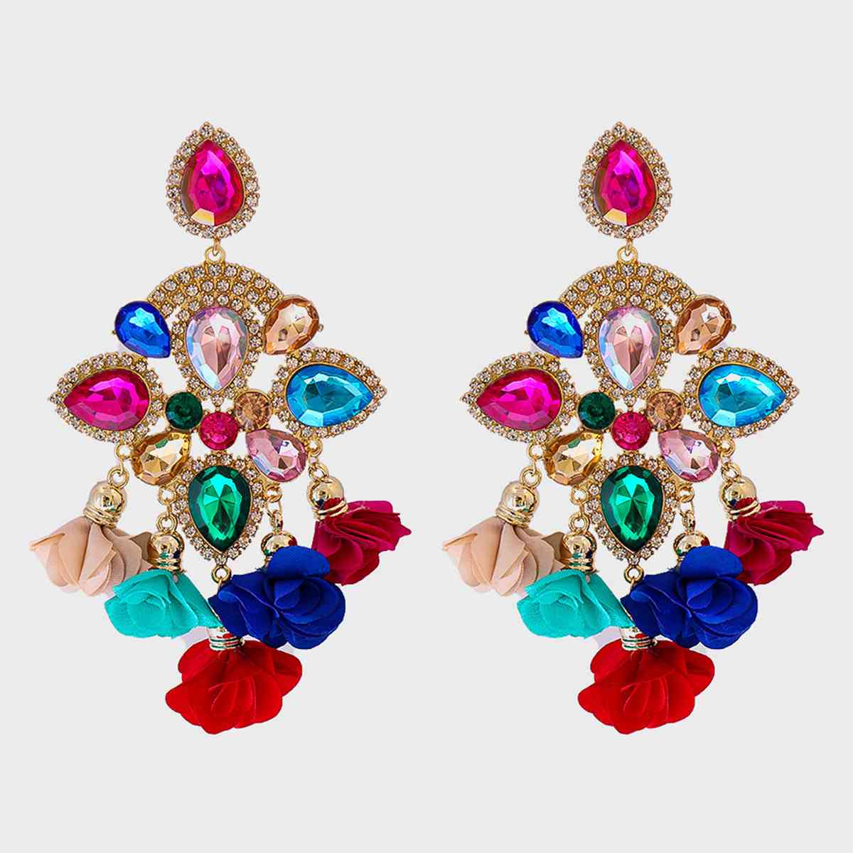 Flower Shape Rhinestone Alloy Dangle Earrings