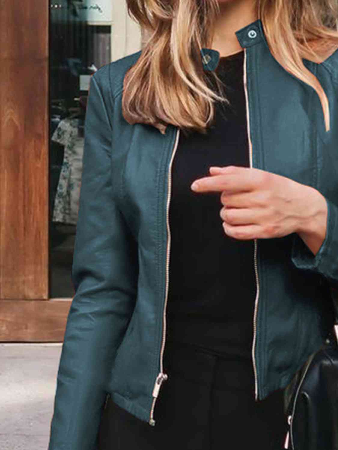 Mock neck zip up jacket