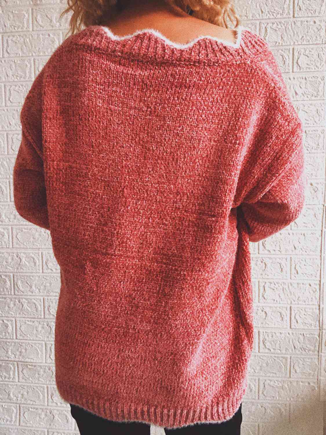 Notched neck sweater