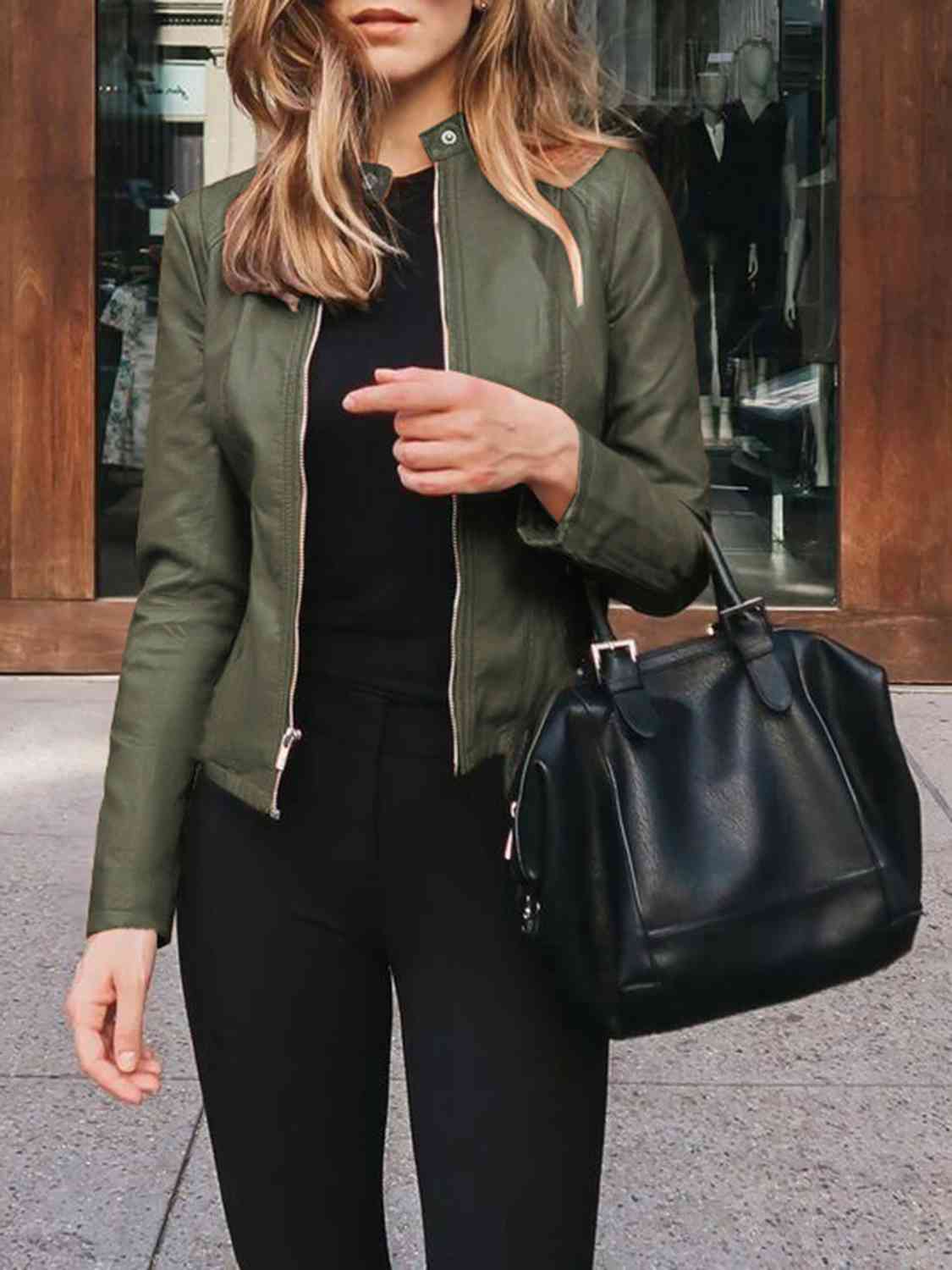 Mock neck zip up jacket