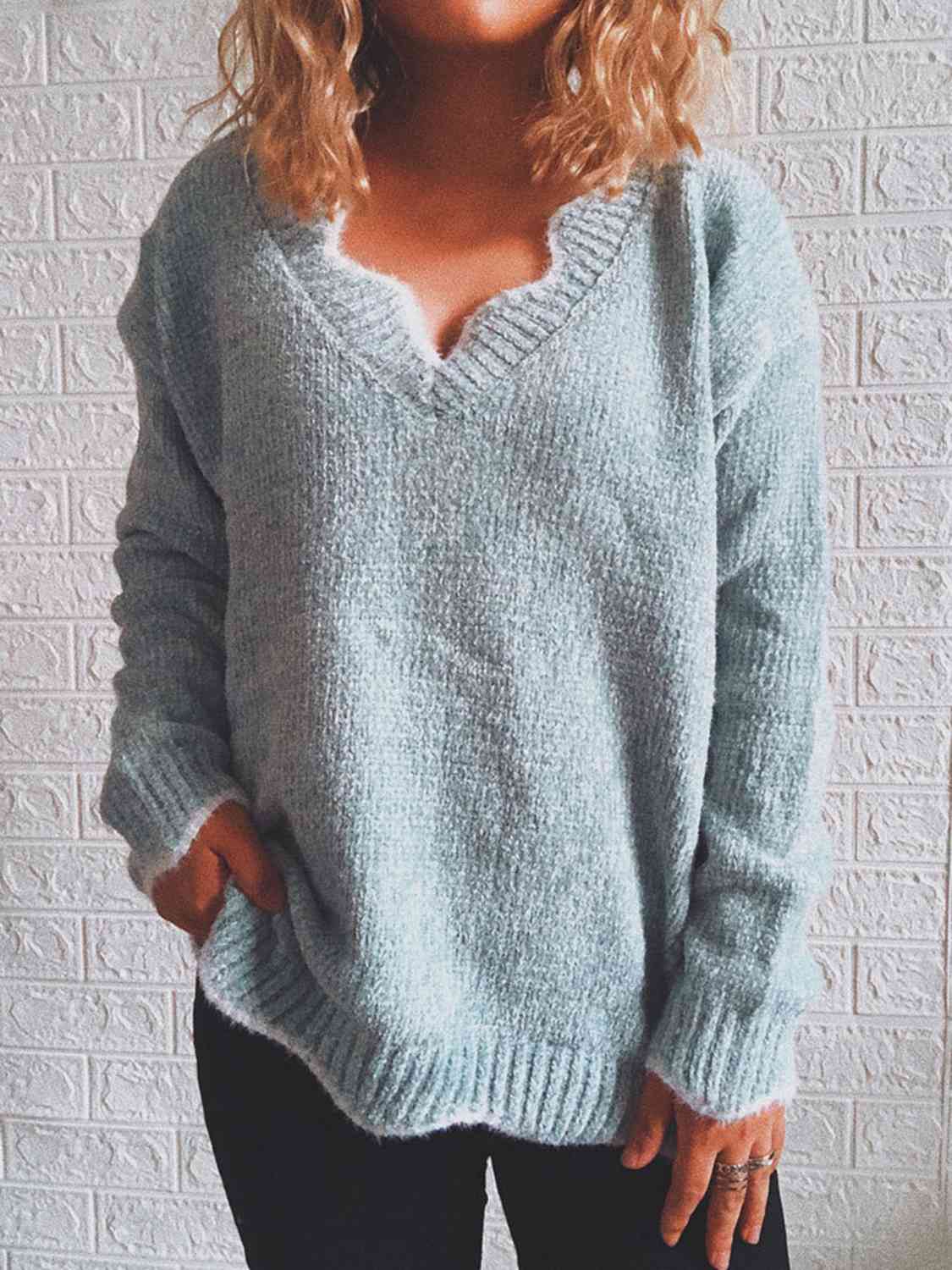 Notched neck sweater