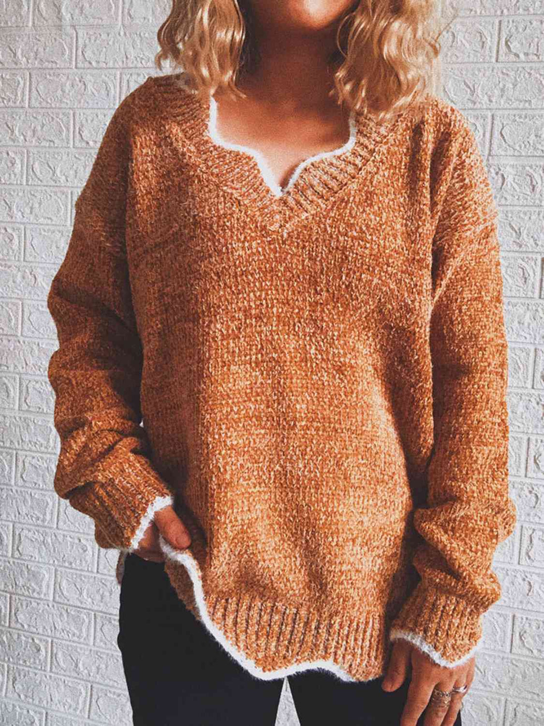 Notched neck sweater