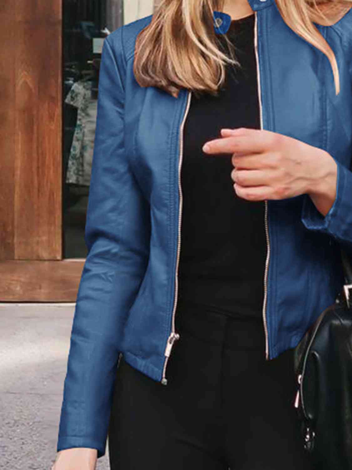 Mock neck zip up jacket