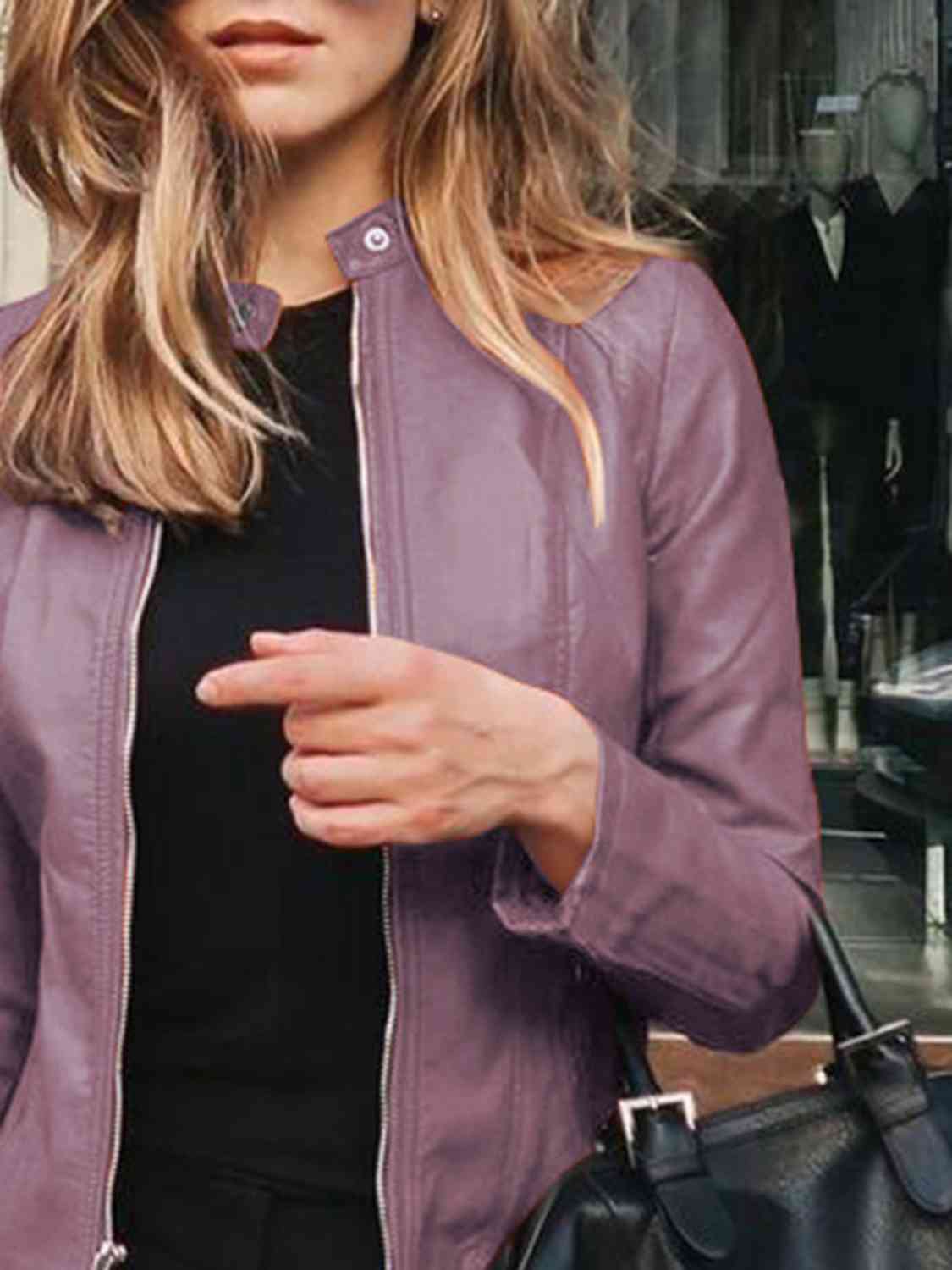 Mock neck zip up jacket