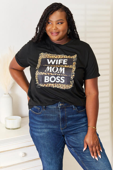 Wife Mom Boss leopard tee