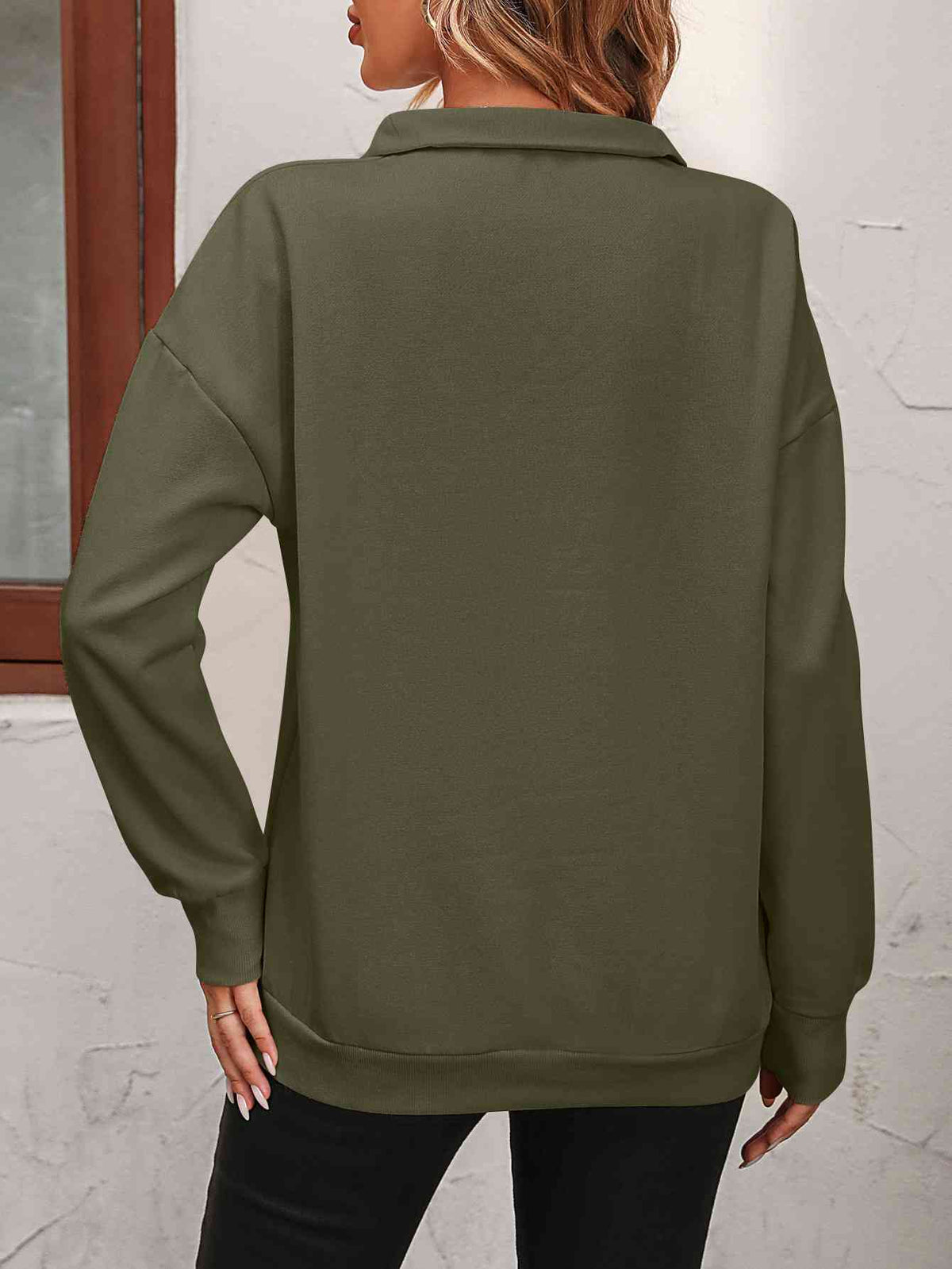 Zip up dropped shoulder sweatshirt, back