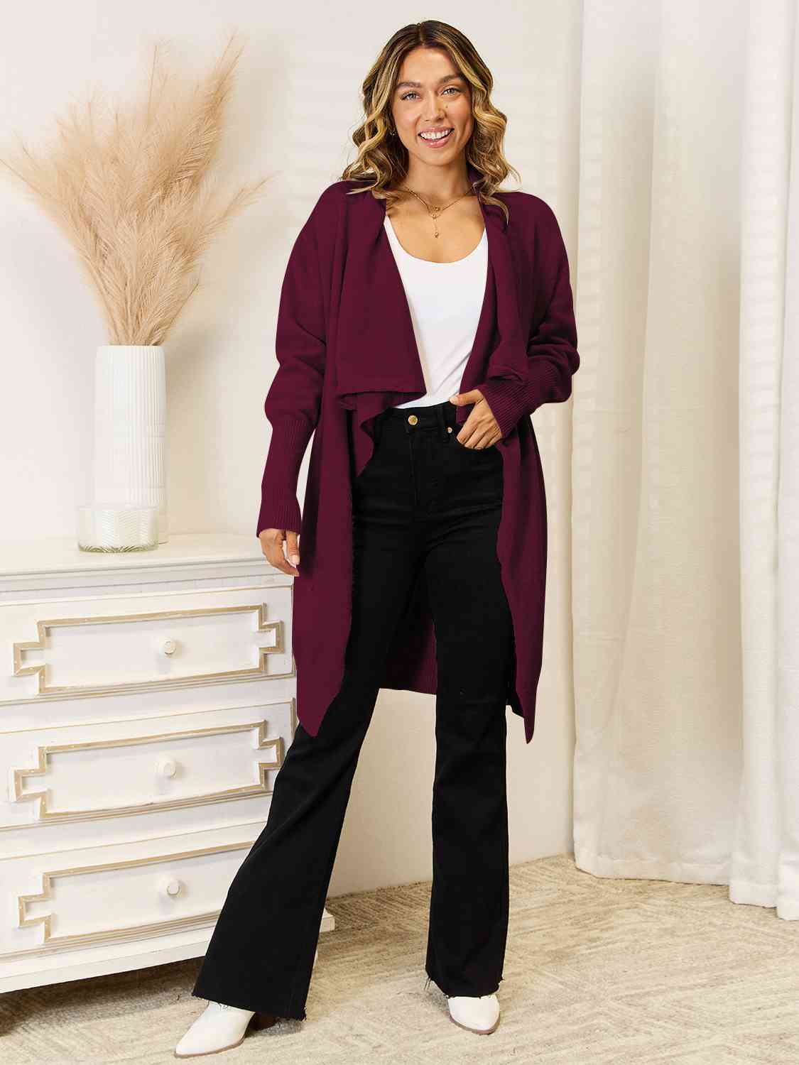 Longline open cardigan
