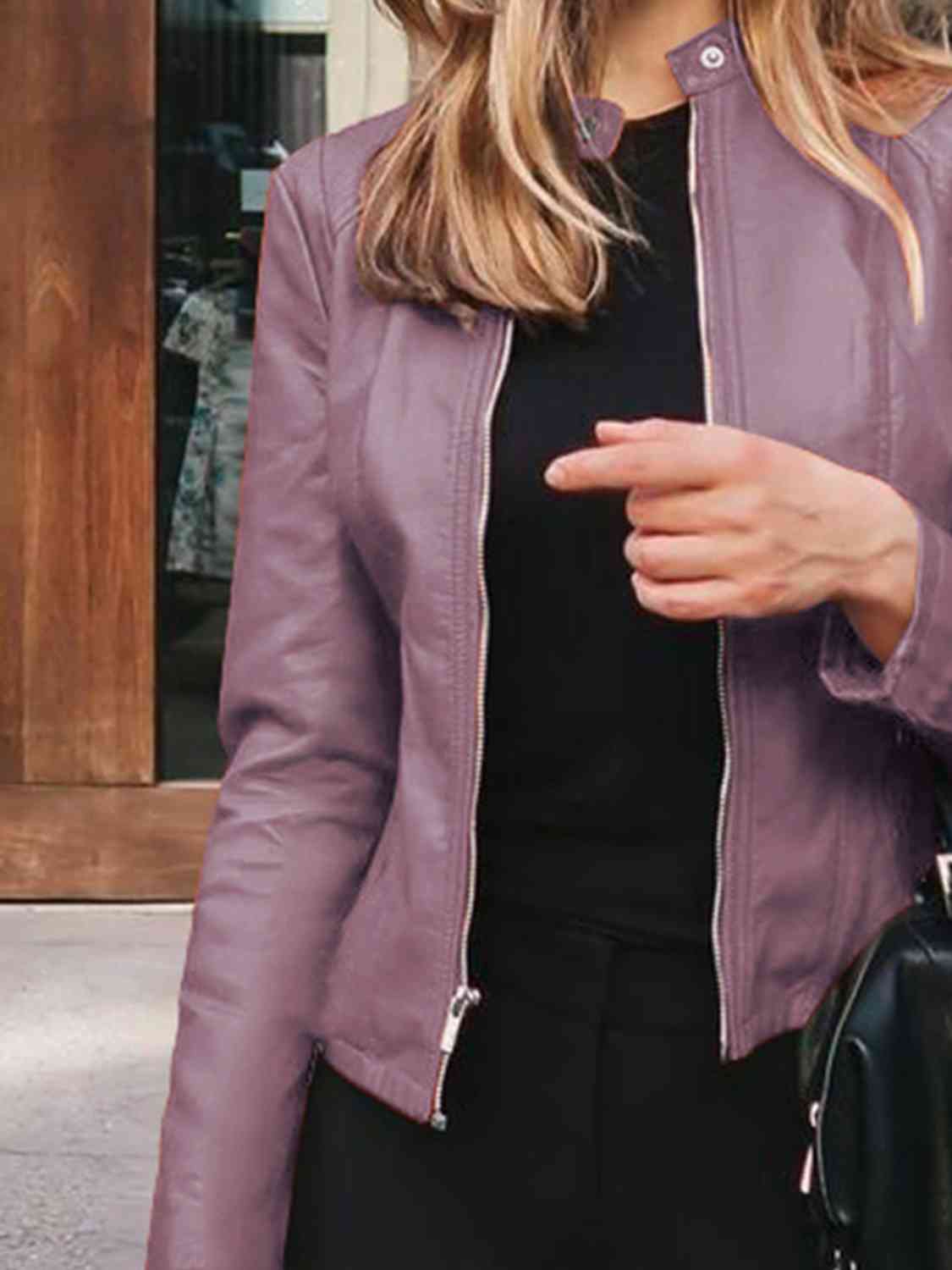 Mock neck zip up jacket