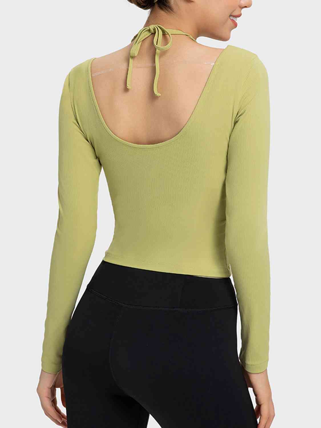 Halter neck long sleeve sporty top