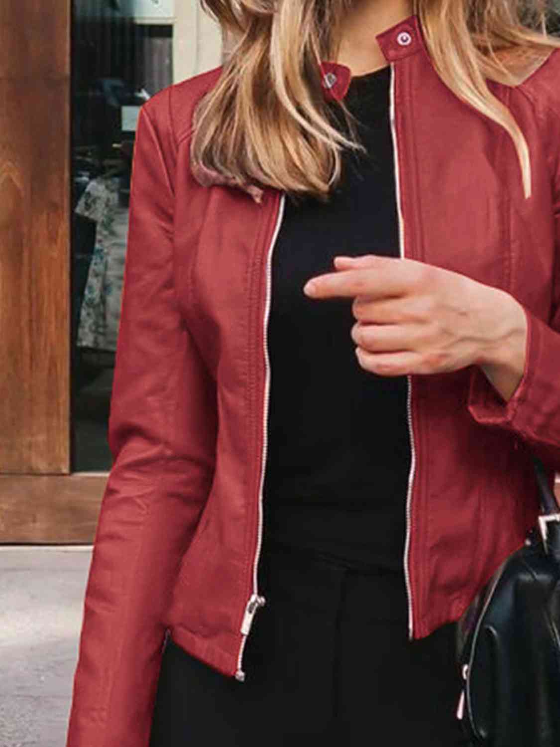 Mock neck zip up jacket