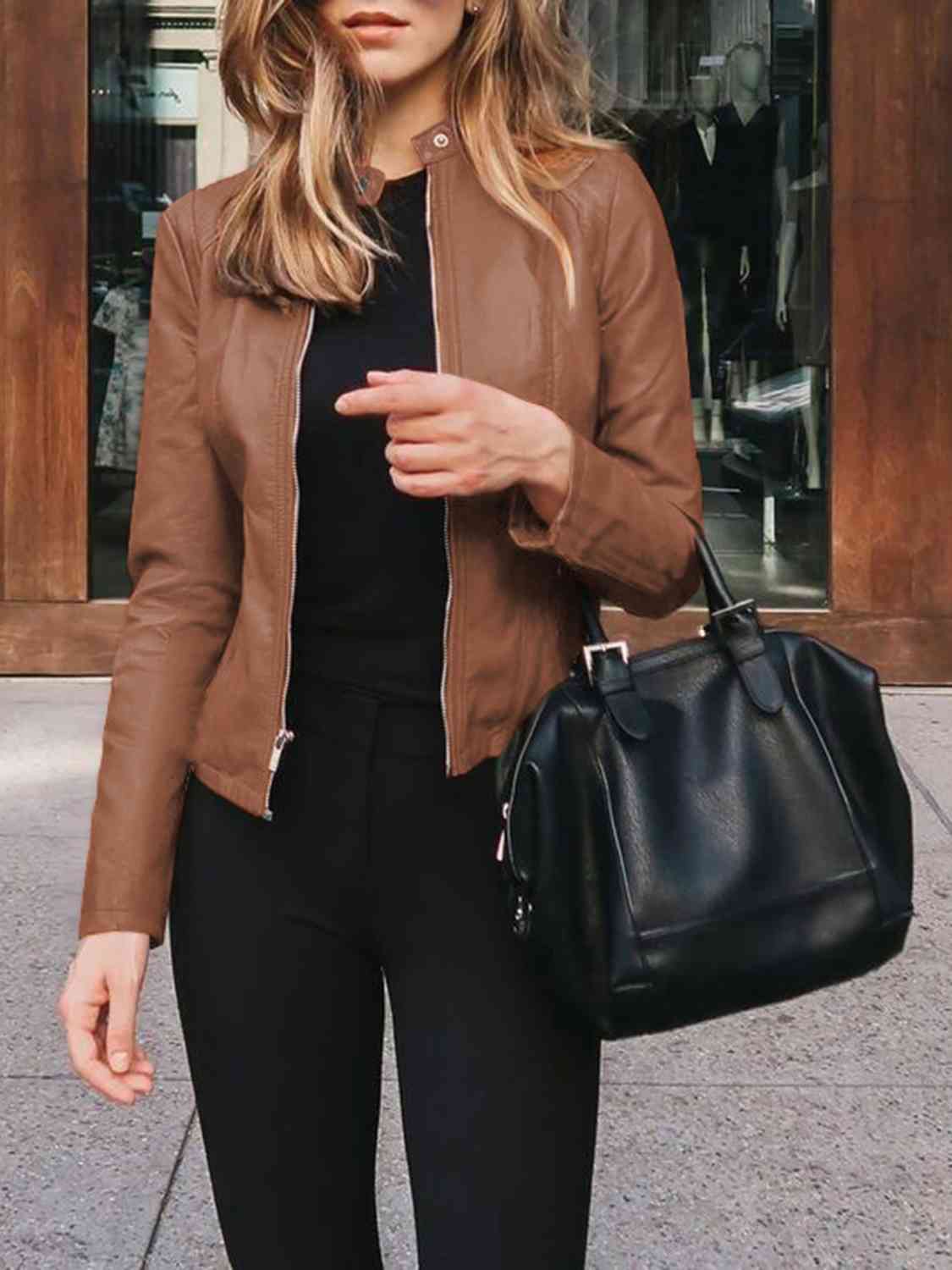 Mock neck zip up jacket