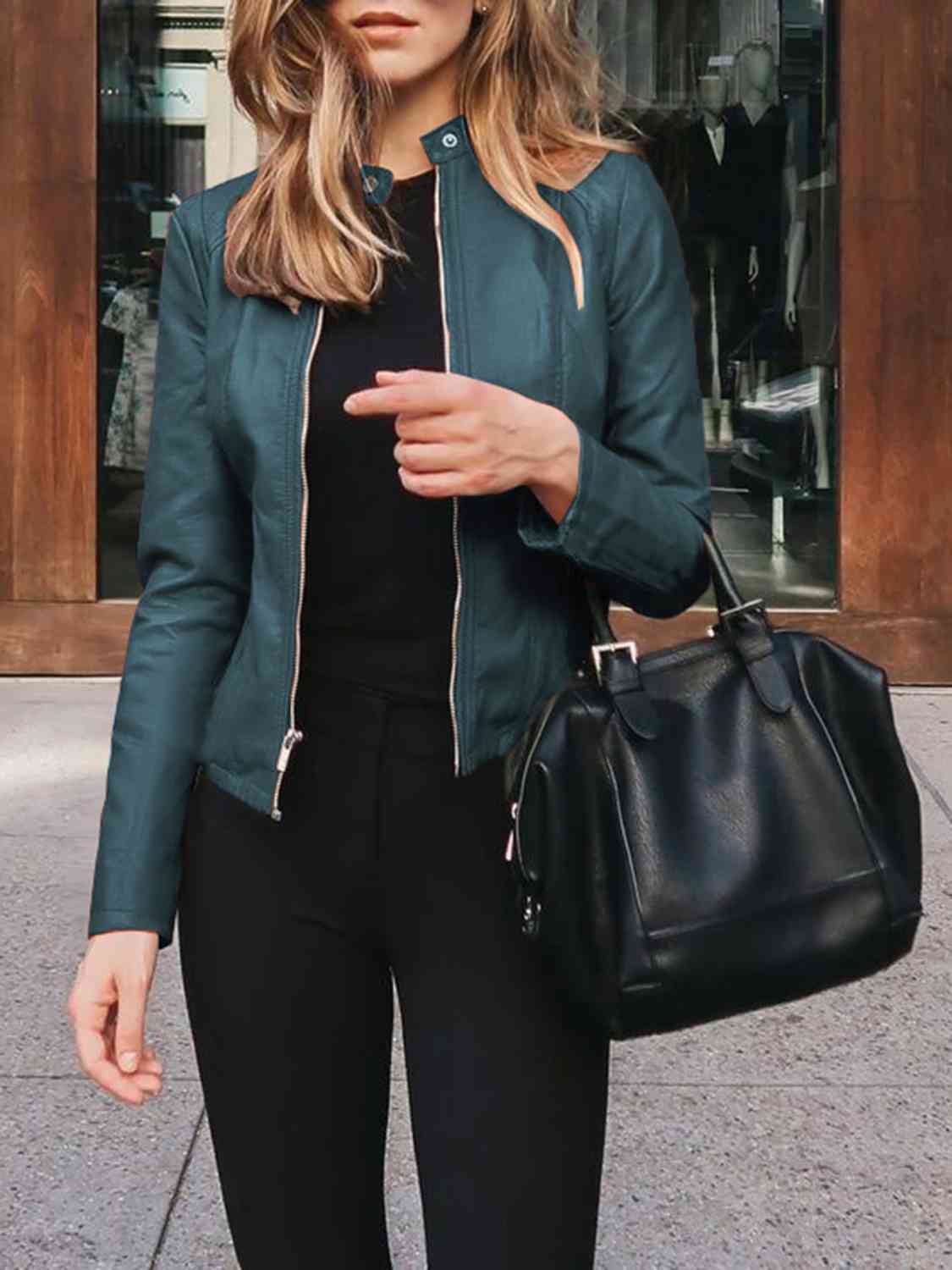 Mock neck zip up jacket