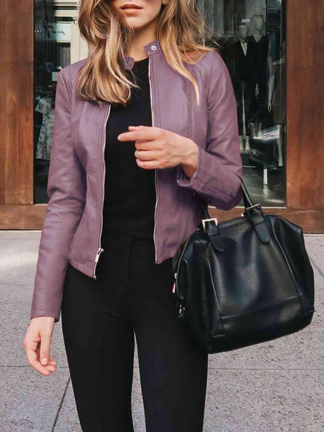 Mock neck zip up jacket