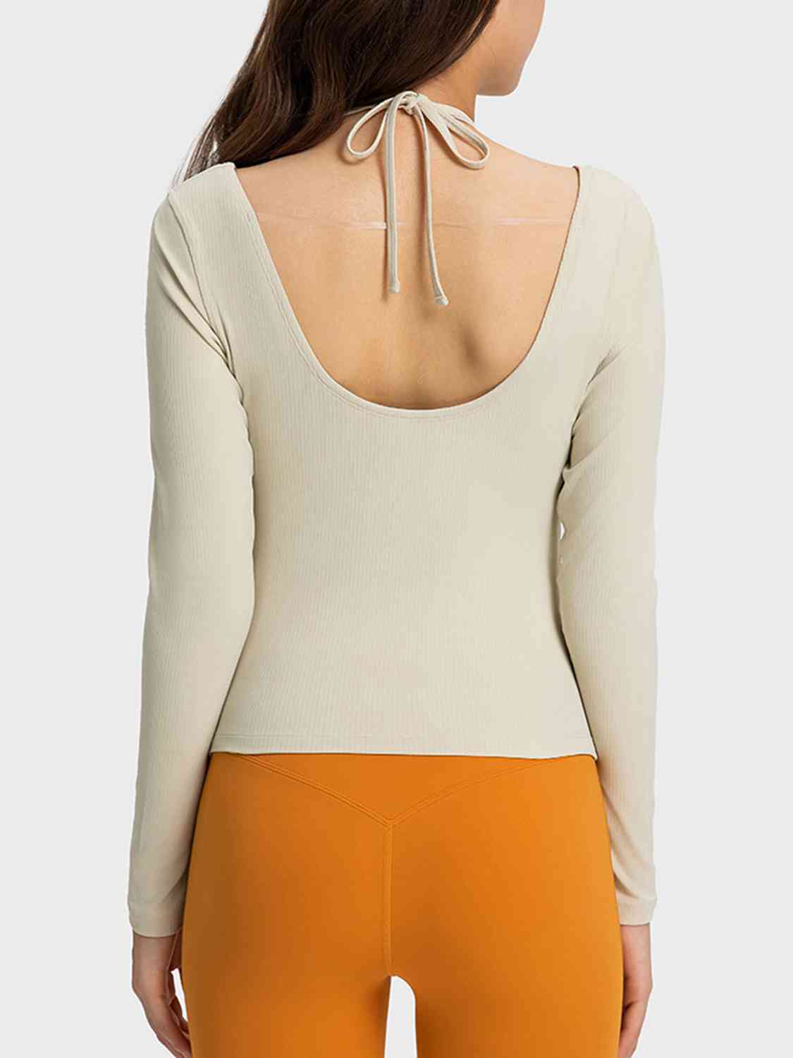 Halter neck long sleeve sporty top