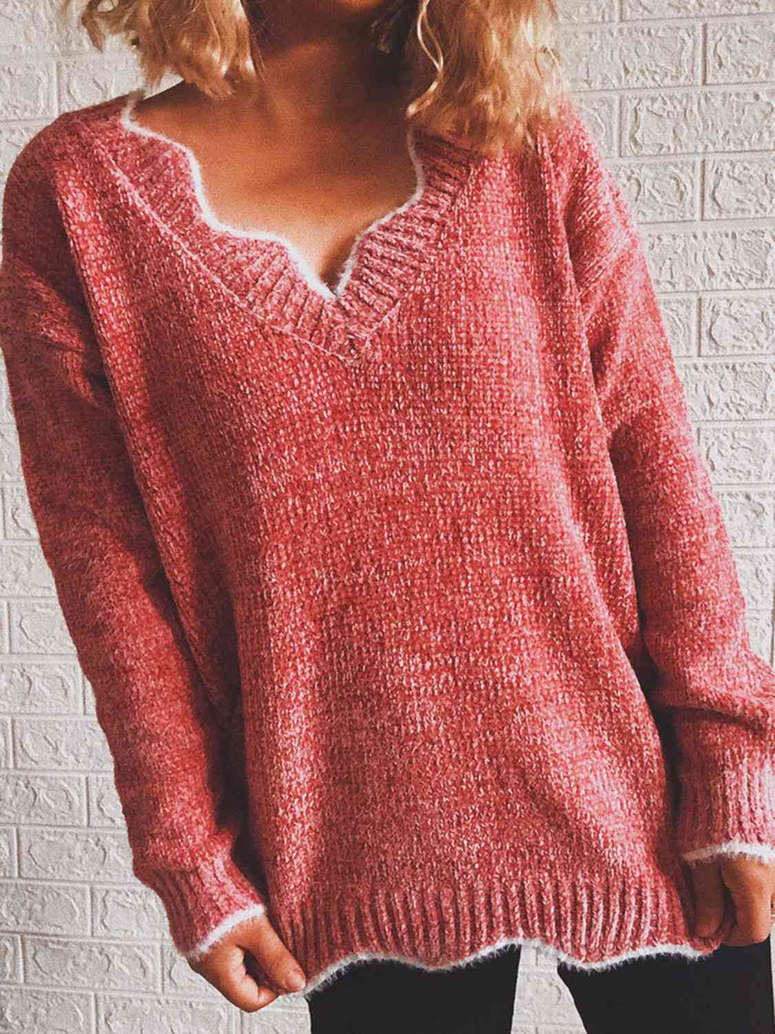 Notched neck sweater