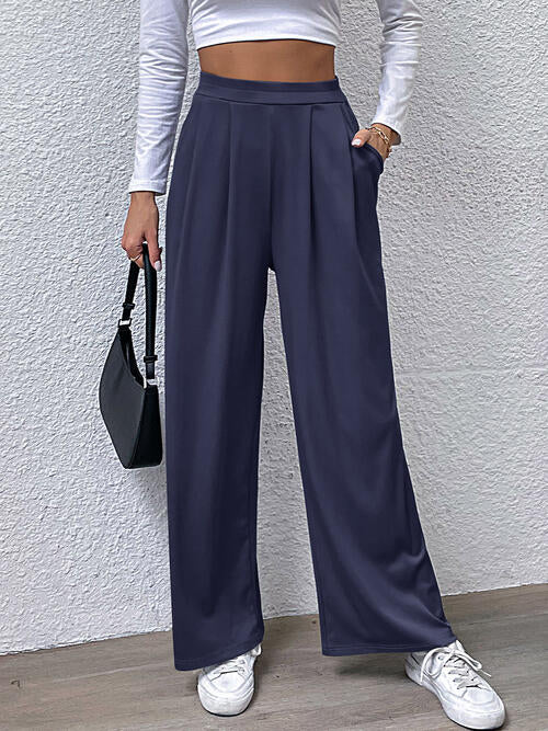 High waist straight pants