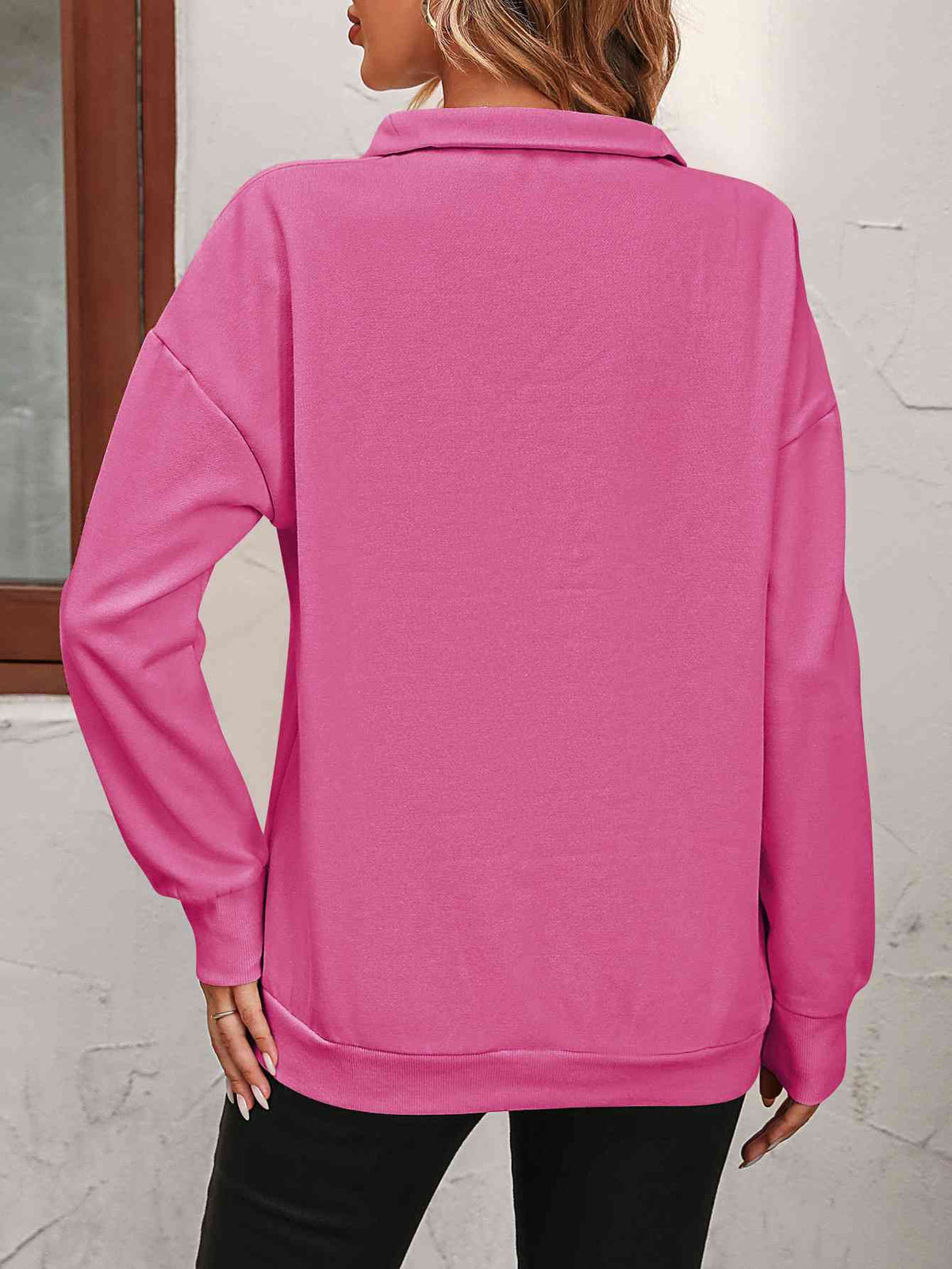 Zip up dropped shoulder sweatshirt, front