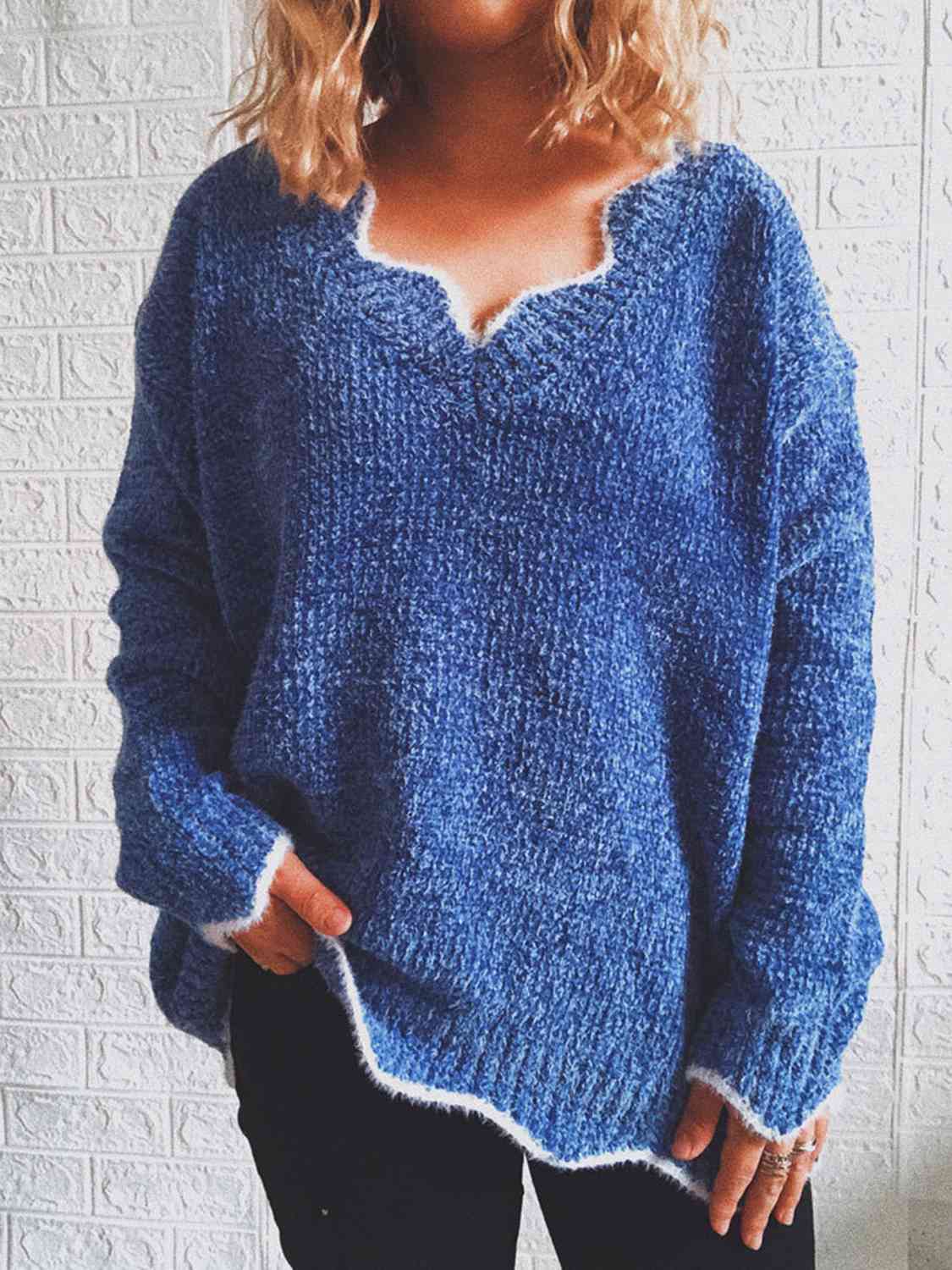 Notched neck sweater